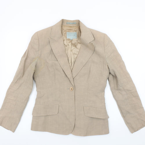 Jigsaw Women Beige Linen Single-Breasted Blazer UK 10