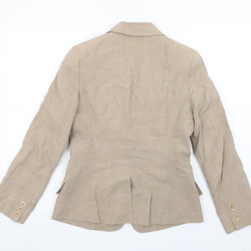 Jigsaw Women Beige Linen Single-Breasted Blazer UK 10