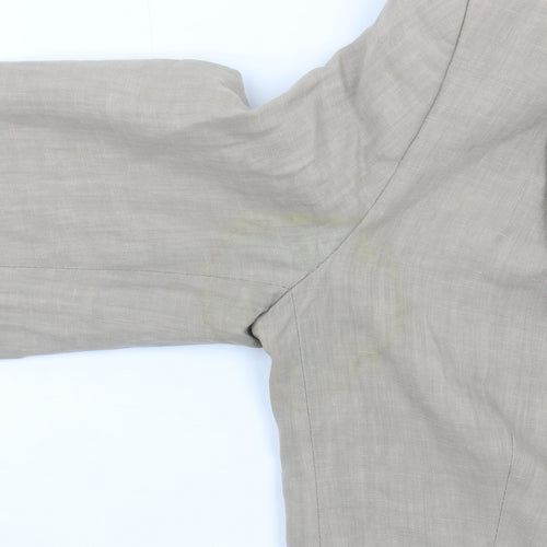 Jigsaw Women Beige Linen Single-Breasted Blazer UK 10