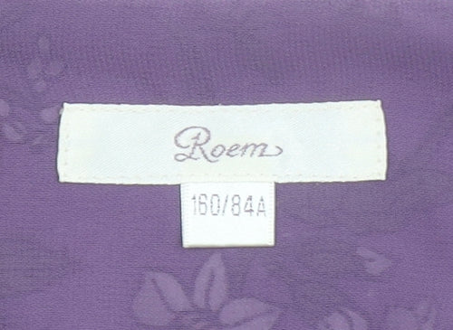 Roem Women’s Purple Floral Long Sleeve Ruffle Tunic Blouse Size S