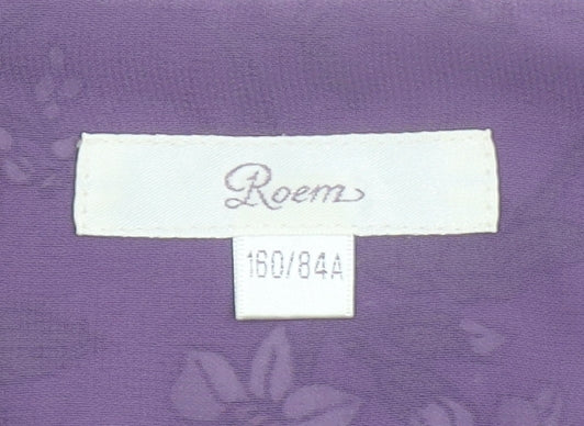 Roem Women’s Purple Floral Long Sleeve Ruffle Tunic Blouse Size S