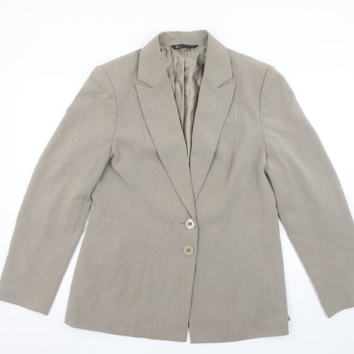 BHS Women Beige Size 14 Classic Two-Button Blazer Jacket