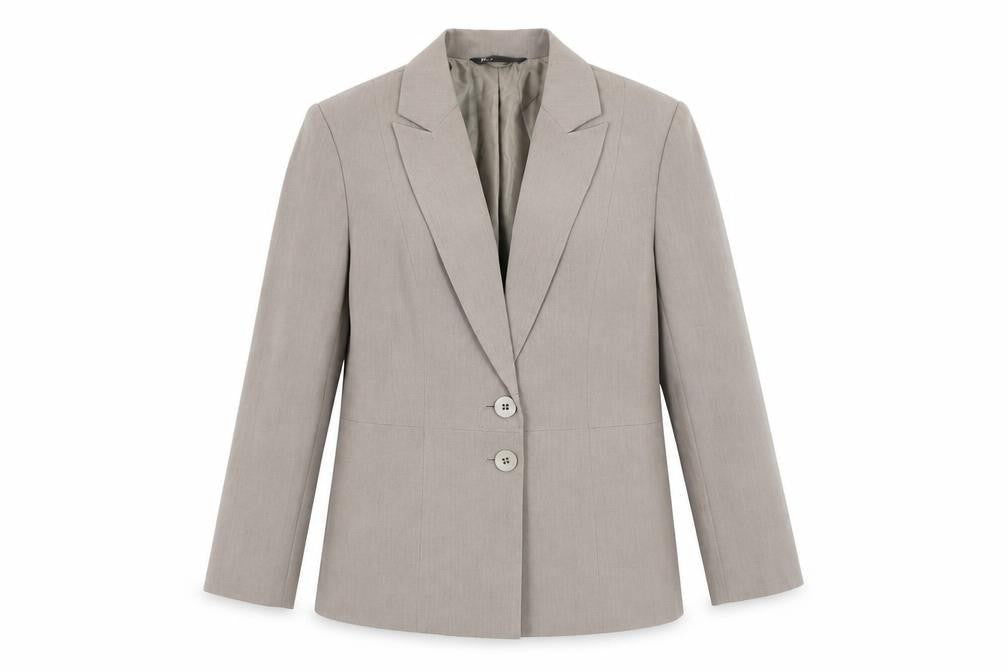 Front view of BHS Women Beige, size 14, Classic Two-Button Blazer Jacket