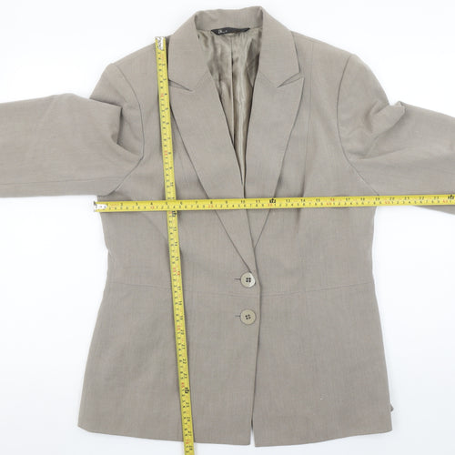 BHS Women Beige Size 14 Classic Two-Button Blazer Jacket