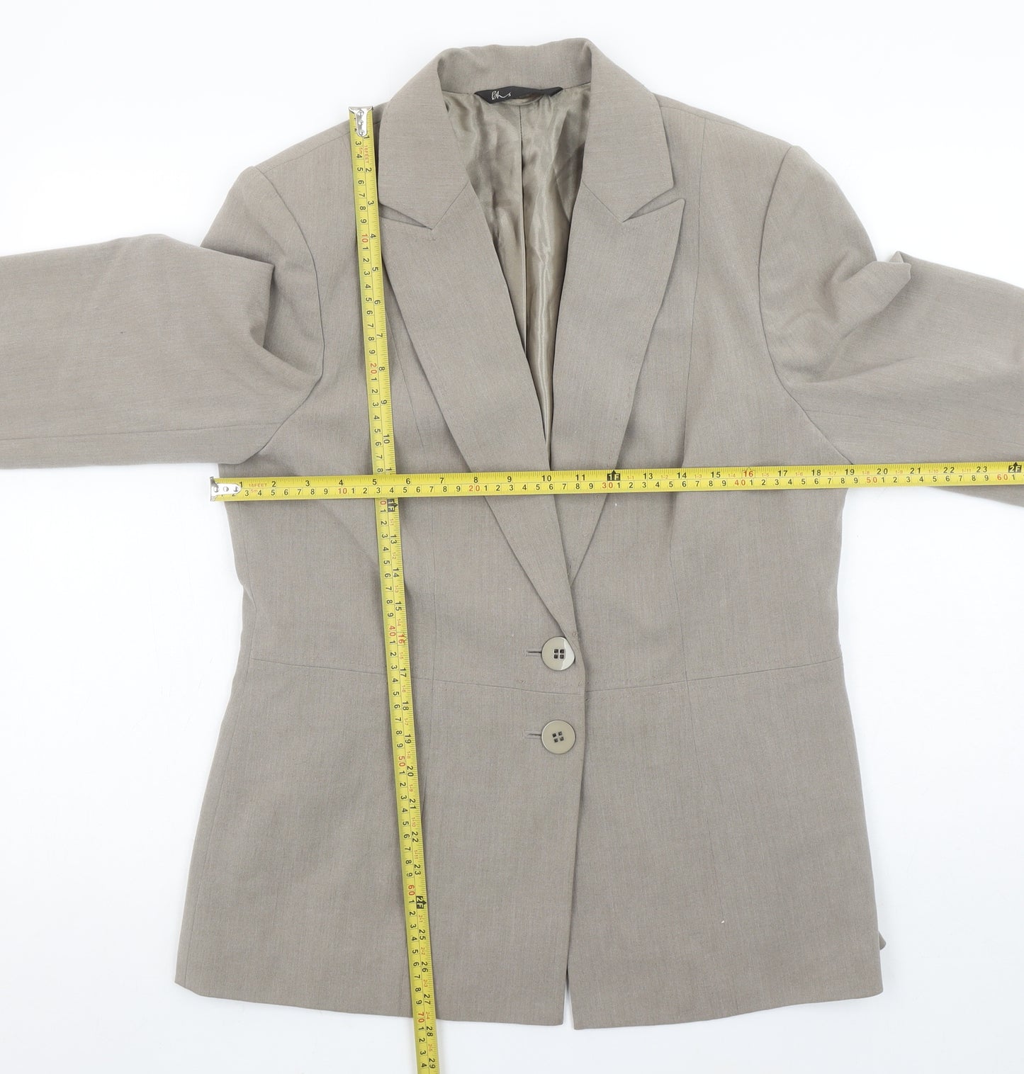 BHS Women Beige Size 14 Classic Two-Button Blazer Jacket