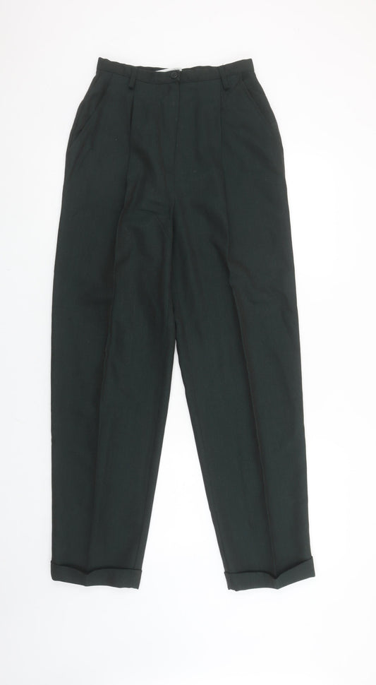 Laura Ashley Womens Black Pure Wool High Waist Pleated Tapered Trousers UK 10