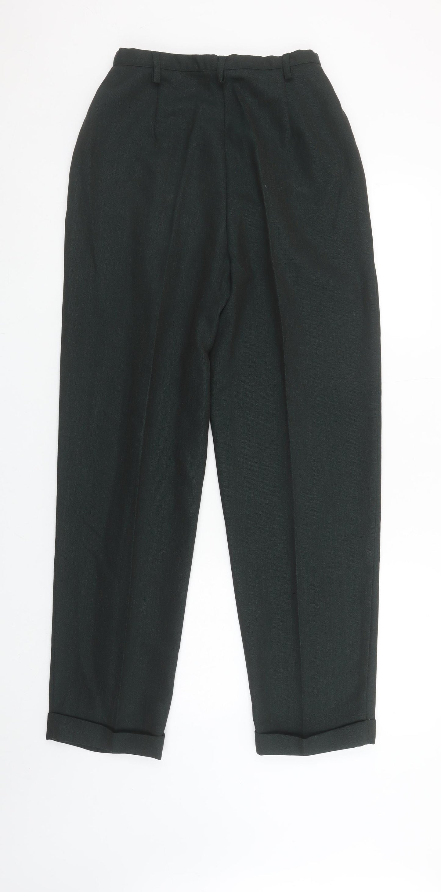 Laura Ashley Womens Black Pure Wool High Waist Pleated Tapered Trousers UK 10