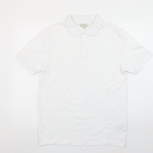 Moss Men's White Cotton Stretch Polo Shirt Size S