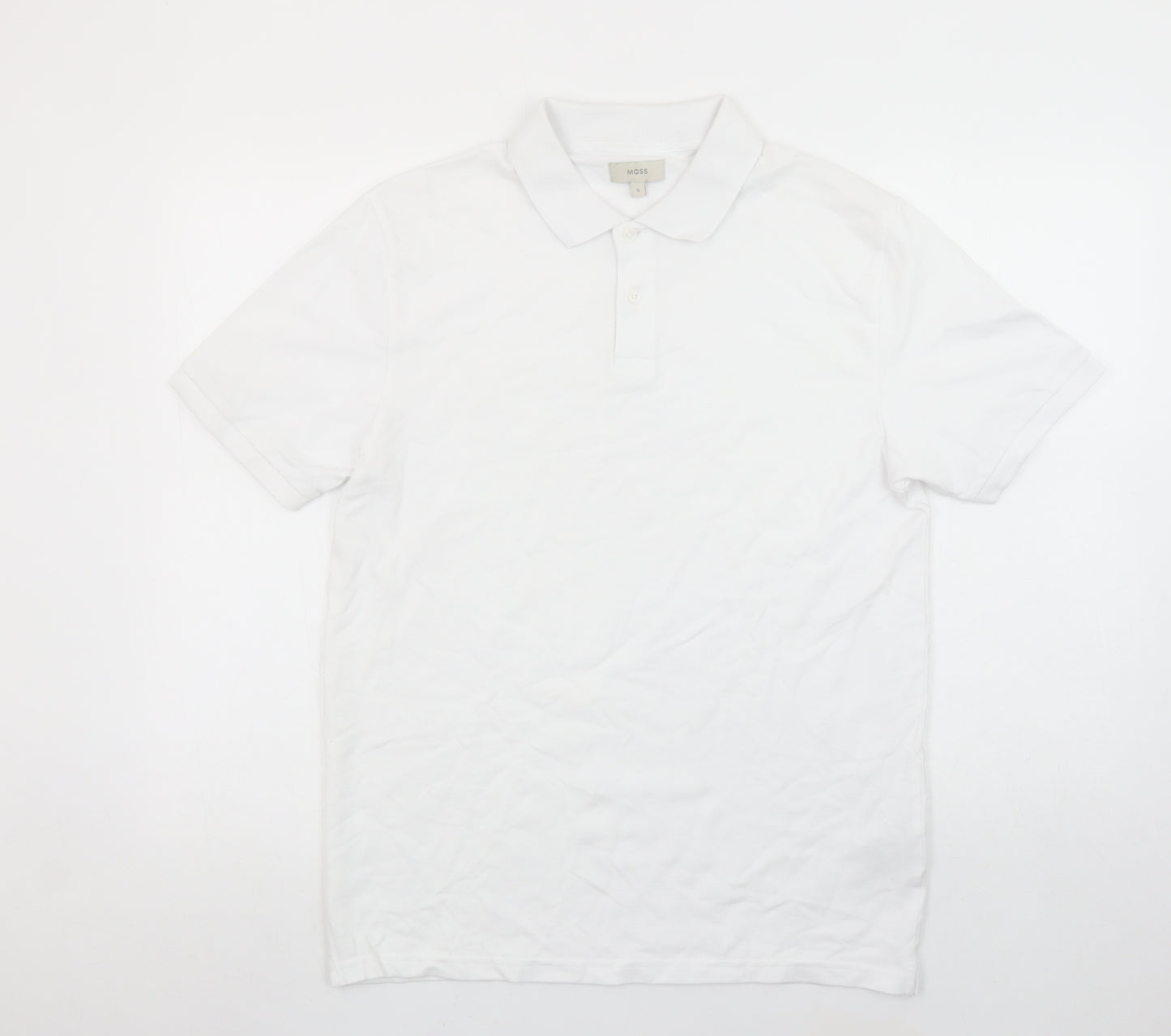 Moss Men's White Cotton Stretch Polo Shirt Size S