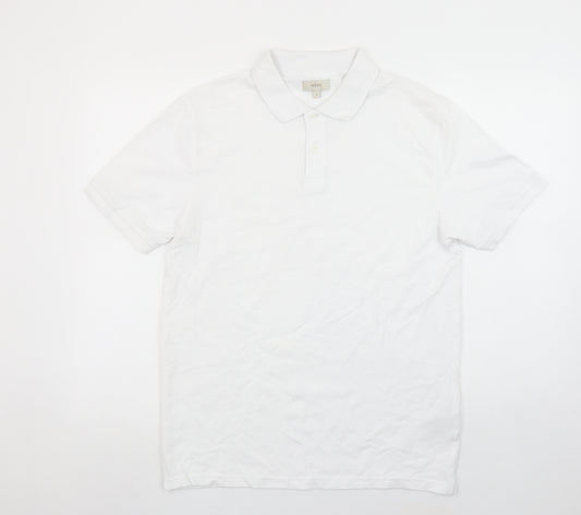 Moss Men's White Cotton Stretch Polo Shirt Size S