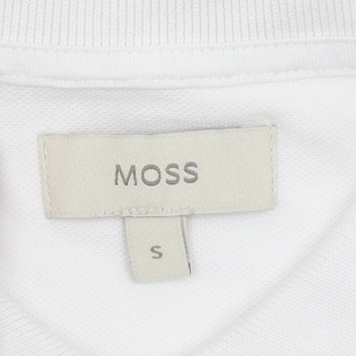Moss Men's White Cotton Stretch Polo Shirt Size S