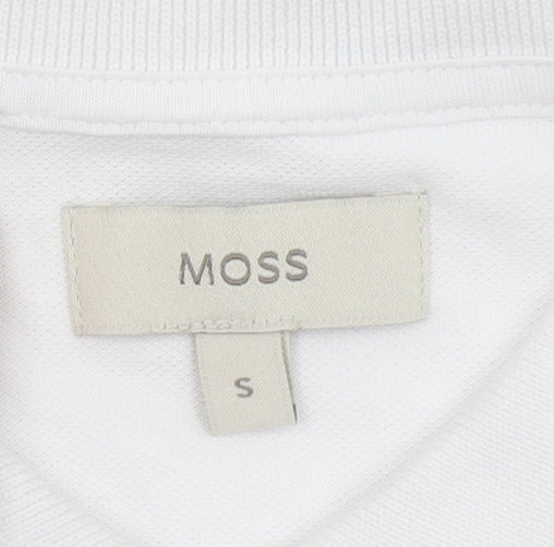 Moss Men's White Cotton Stretch Polo Shirt Size S