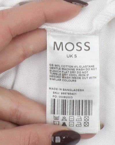 Moss Men's White Cotton Stretch Polo Shirt Size S