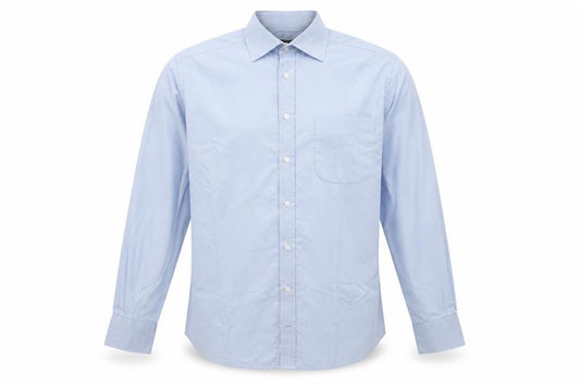 Front view of Marks & Spencer Men's Blue Long Sleeve Button-Up Shirt 15in Collar