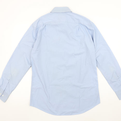 Marks and Spencer Men's Blue Long Sleeve Button-Up Shirt 15in Collar