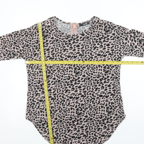 Quiz Women’s Beige Leopard Print Long Sleeve Stretch Top S
