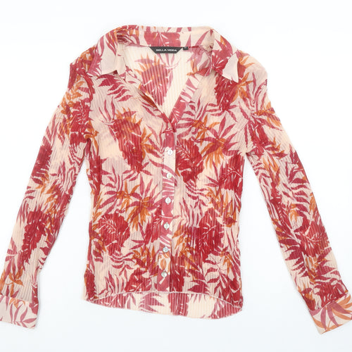 Bella Moda Womens Multicoloured Floral Chiffon Blouse Size 12