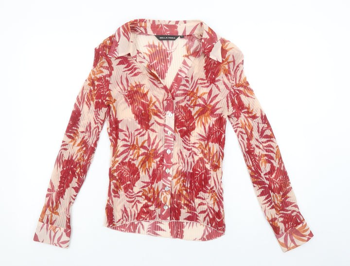 Bella Moda Womens Multicoloured Floral Chiffon Blouse Size 12