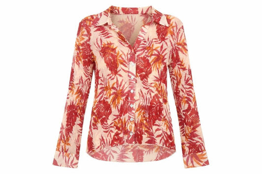 Front view of Bella Moda women’s multicoloured floral chiffon blouse, size UK 12