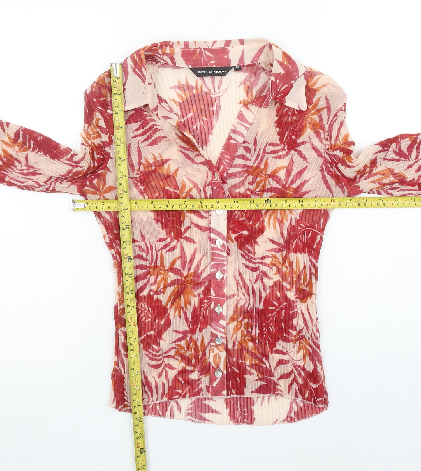 Bella Moda Womens Multicoloured Floral Chiffon Blouse Size 12