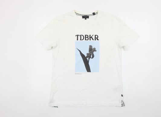 Ted Baker Men's White Graphic Floral Print Cotton T-Shirt Size M