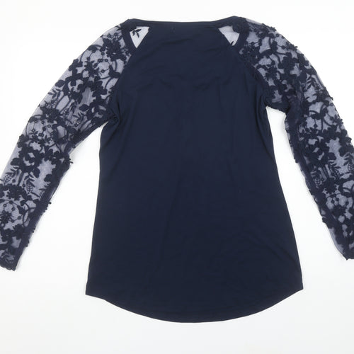 Linea Tesini Women's Blue Lace Sleeve Button-Up Tunic Top Size 12