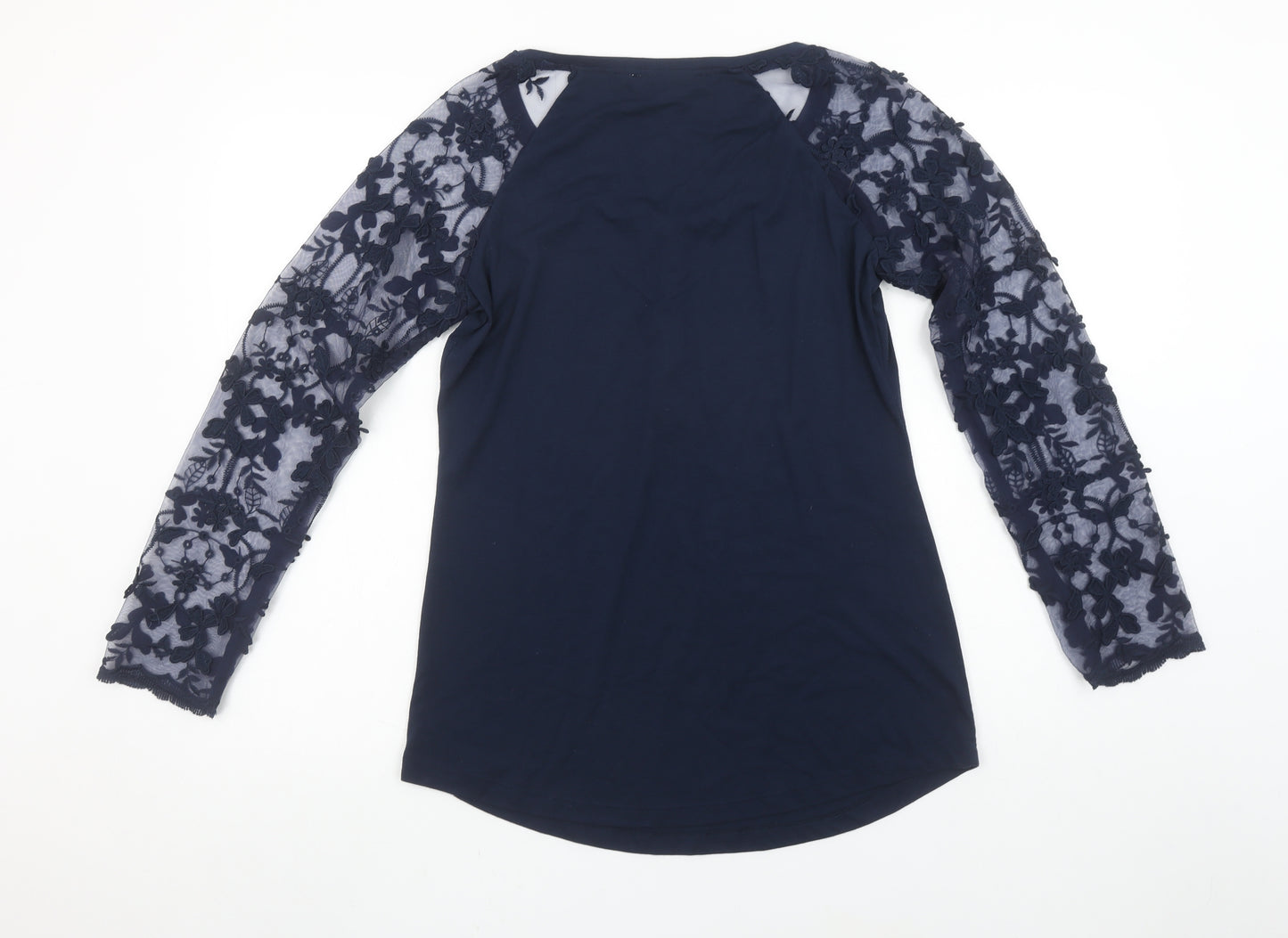 Linea Tesini Women's Blue Lace Sleeve Button-Up Tunic Top Size 12