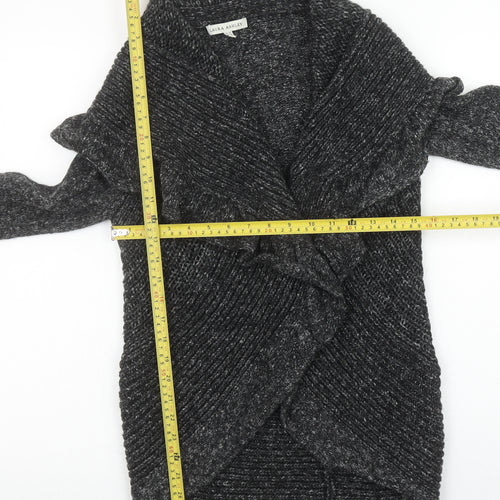 Laura Ashley Women's Grey Ruffle Open Knit Cardigan UK 10