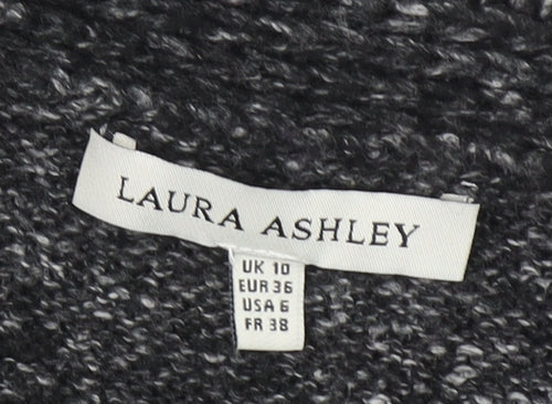 Laura Ashley Women's Grey Ruffle Open Knit Cardigan UK 10