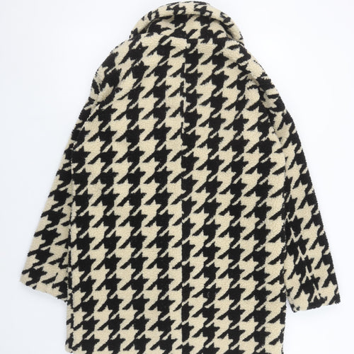 Red Herring Womens Black Houndstooth Coat Size 10 Lined Overcoat