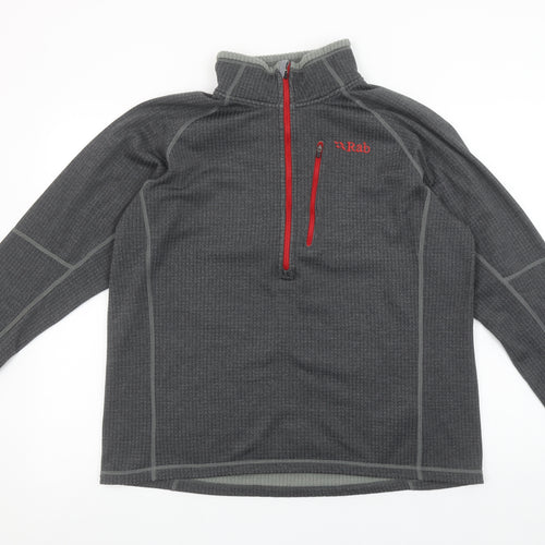 Rab Mens XL Grey 1/4 Zip Fleece Pullover Sweatshirt Outdoor Hiking