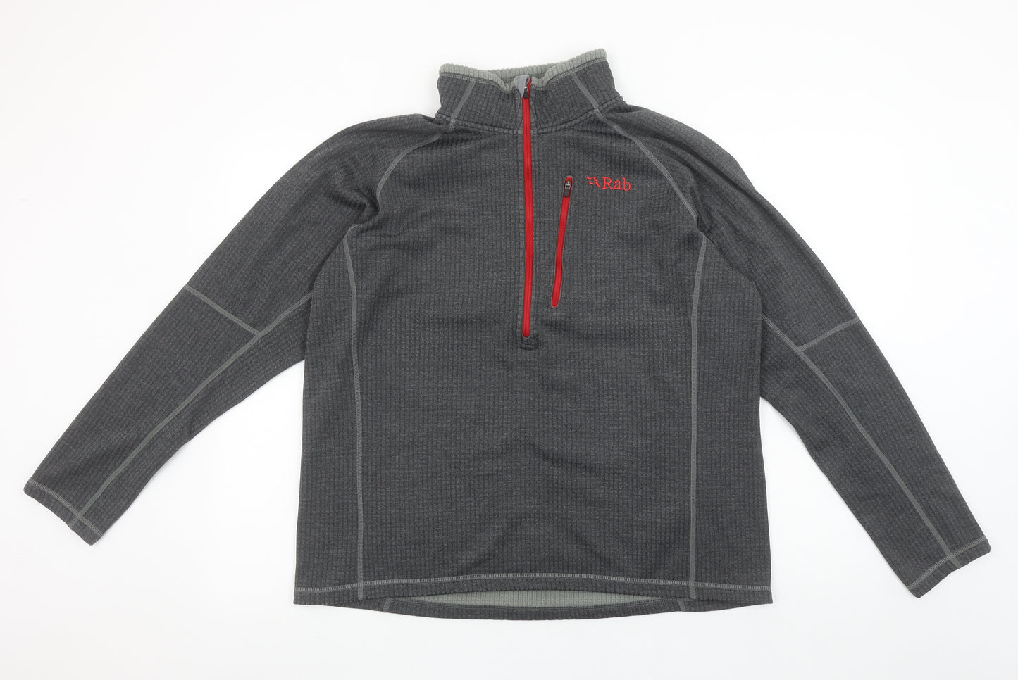 Rab Mens XL Grey 1/4 Zip Fleece Pullover Sweatshirt Outdoor Hiking