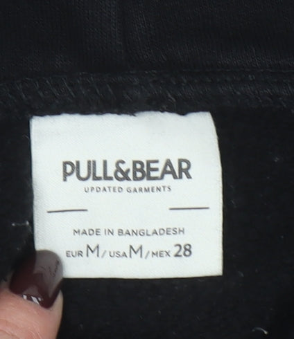 Pull & Bear Women's Black Medium Pullover Hoodie Sweatshirt