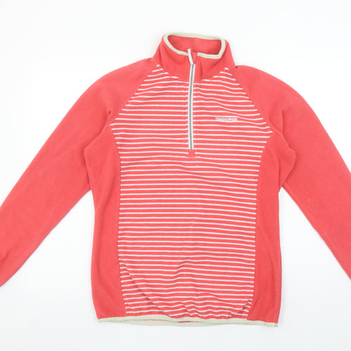 Craghoppers Womens Coral Pink 1/2 Zip Fleece Sweatshirt UK 12 Striped