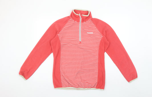Craghoppers Womens Coral Pink 1/2 Zip Fleece Sweatshirt UK 12 Striped