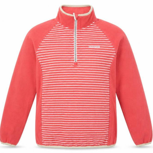 Craghoppers Womens Coral Pink 1/2 Zip Fleece Sweatshirt UK 12 Striped