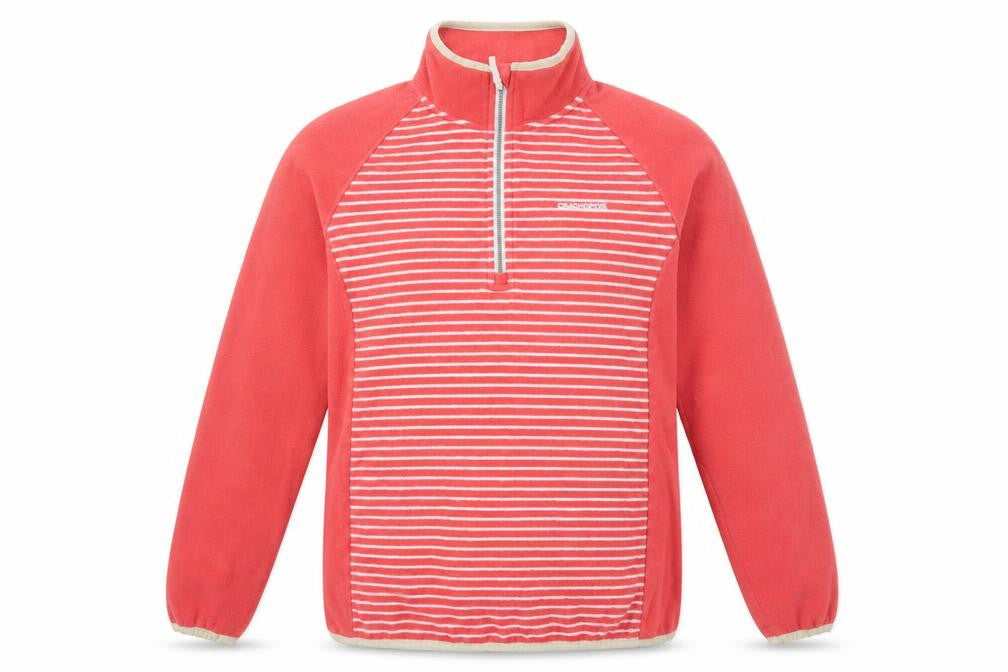 Craghoppers Womens Coral Pink 1/2 Zip Fleece Sweatshirt UK 12 Striped