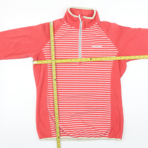 Craghoppers Womens Coral Pink 1/2 Zip Fleece Sweatshirt UK 12 Striped