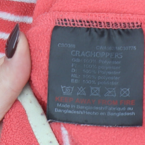 Craghoppers Womens Coral Pink 1/2 Zip Fleece Sweatshirt UK 12 Striped