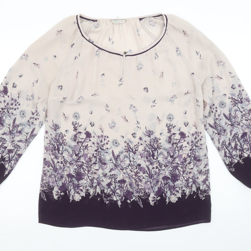 Marks and Spencer Women's Ivory Floral Long Sleeve Blouse UK 12
