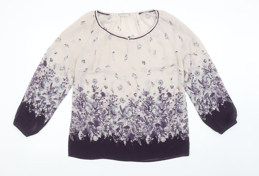 Marks and Spencer Women's Ivory Floral Long Sleeve Blouse UK 12