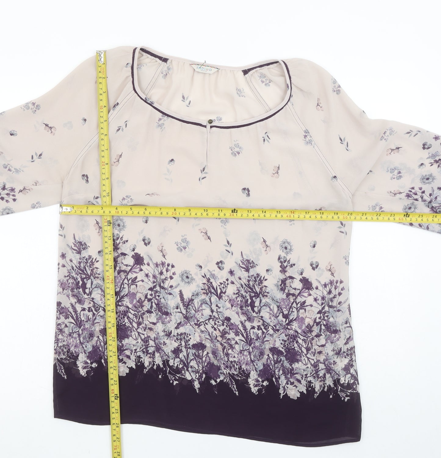 Marks and Spencer Women's Ivory Floral Long Sleeve Blouse UK 12