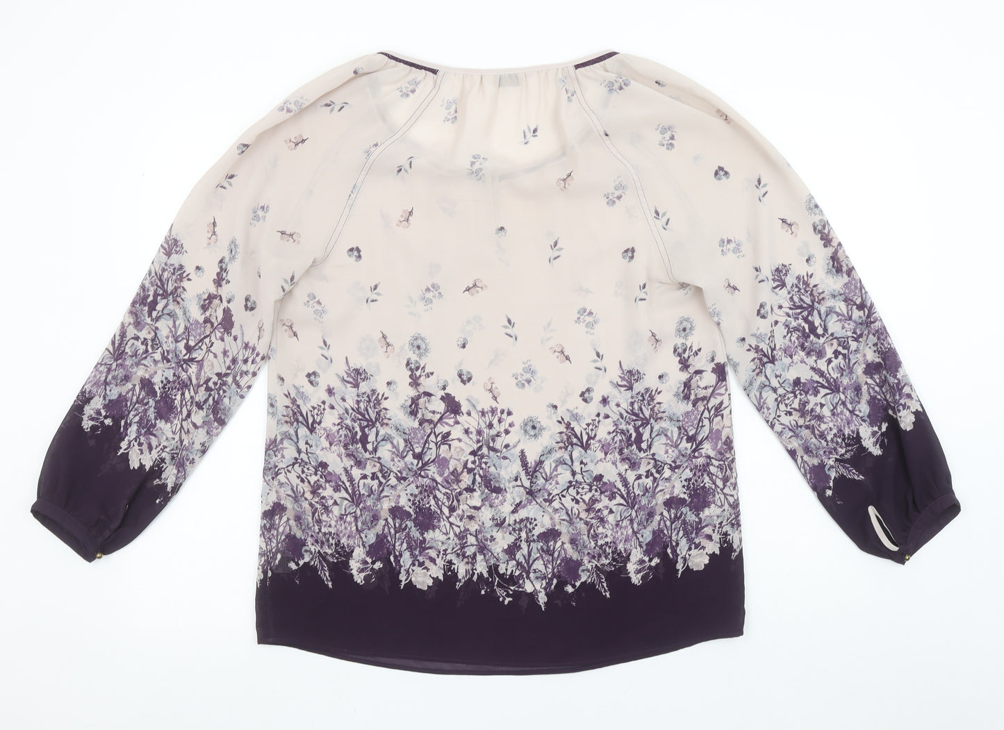 Marks and Spencer Women's Ivory Floral Long Sleeve Blouse UK 12