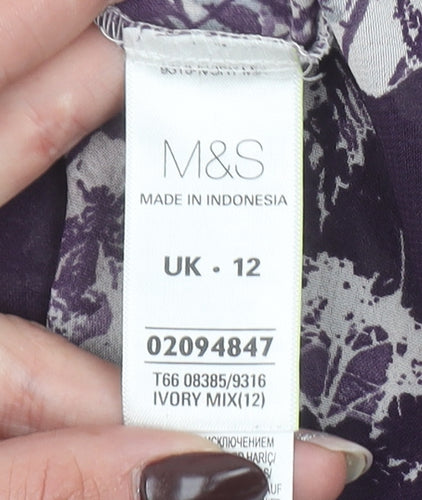 Marks and Spencer Women's Ivory Floral Long Sleeve Blouse UK 12