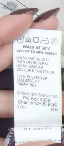 Marks and Spencer Women's Ivory Floral Long Sleeve Blouse UK 12