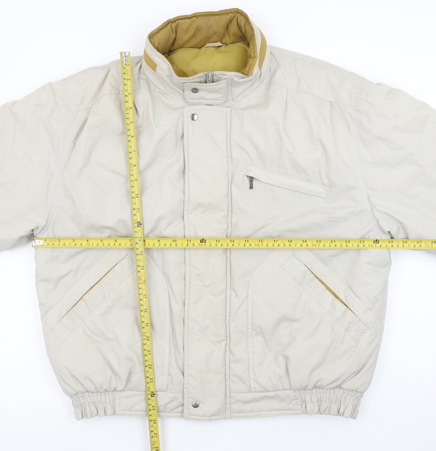 Greenwoods Mens Beige L Bomber Jacket Polyester Lined Full Zip