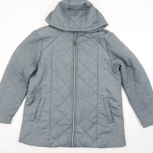 Anne De Lançay Women's Grey Quilted Hooded Puffer Coat M