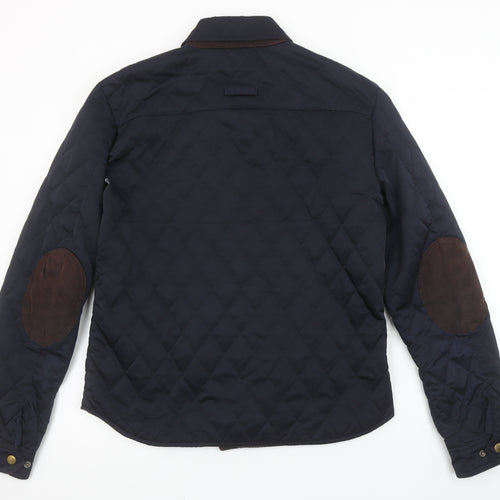 Zara Man Men's Blue Quilted Button Jacket L 42in Polyester Nylon