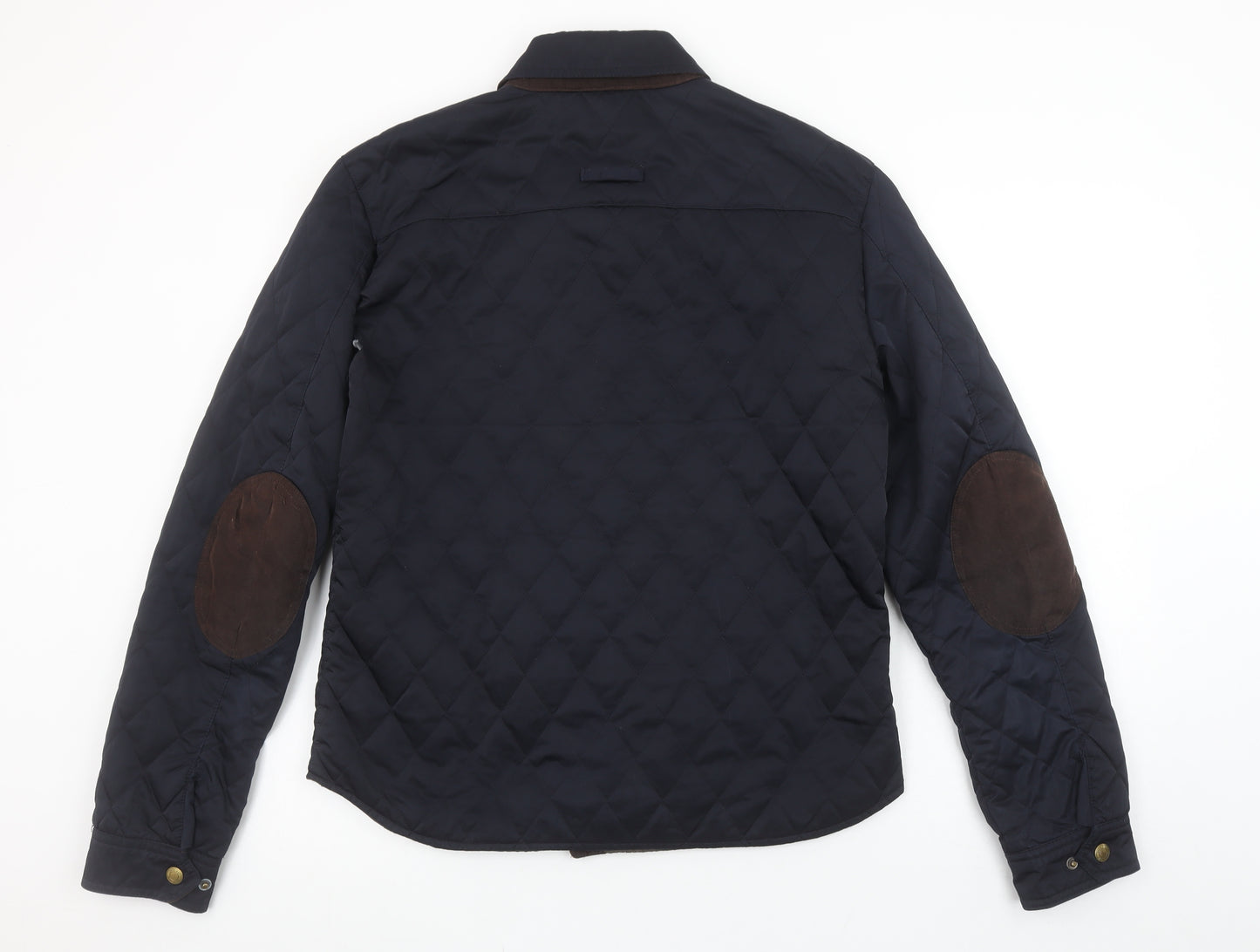 Zara Man Men's Blue Quilted Button Jacket L 42in Polyester Nylon