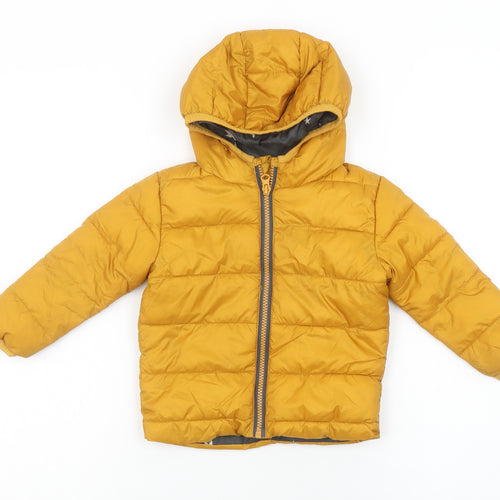 Primark Unisex Baby Yellow Puffer Jacket 12-18 Months Hooded Lightweight Coat